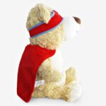 Superhelt-teddybjørn sett fra siden
