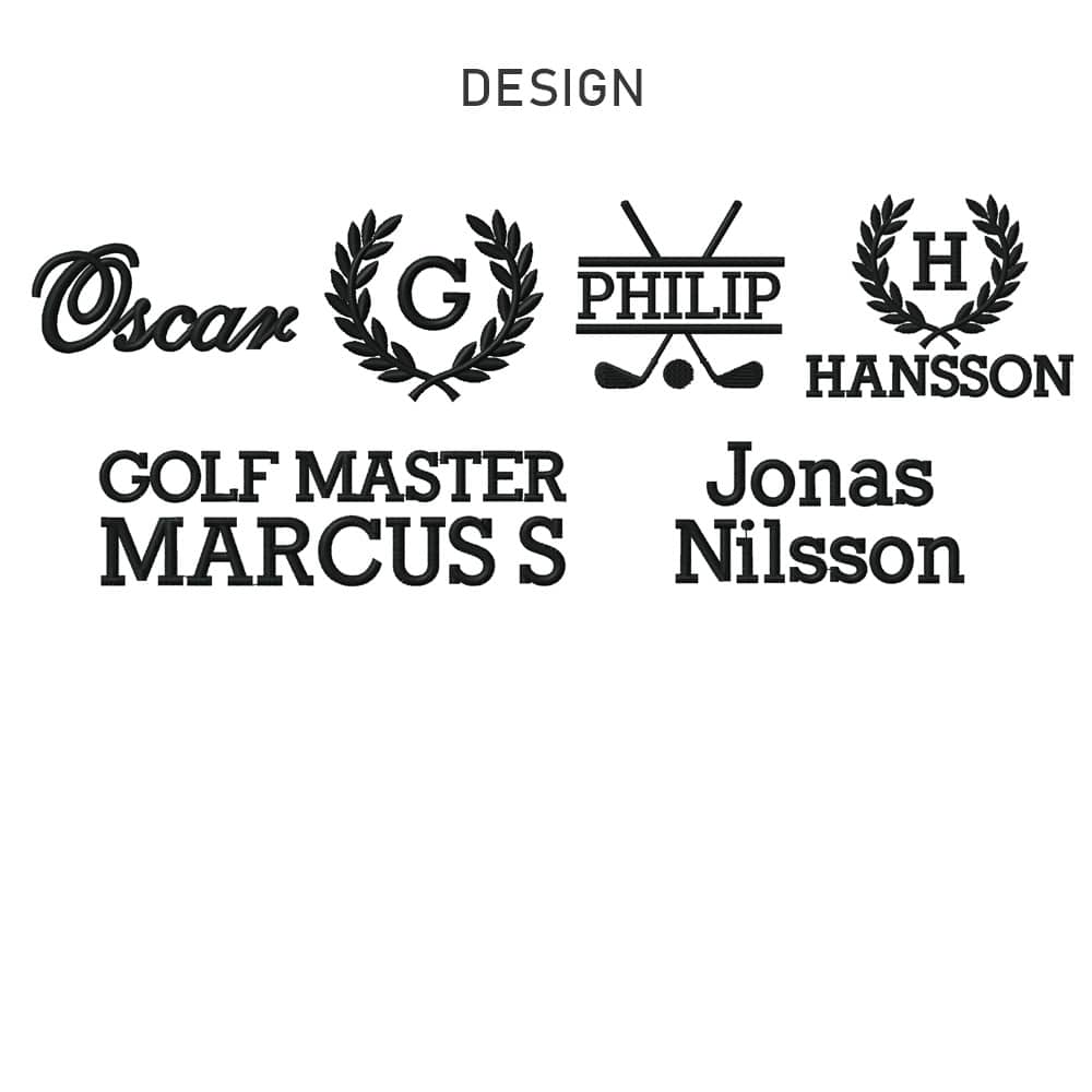 Broderimotiver for golfhåndkle med navn