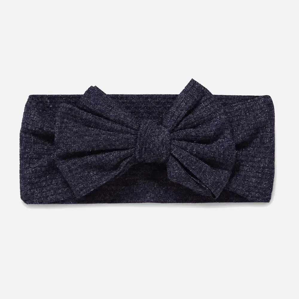 Navy headband for baby ribbed Marineblått ribbestrikket hårbånd til baby