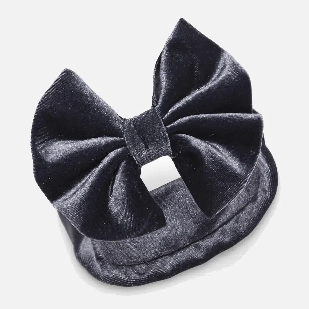 Velour dark grey headband for baby Mørkegrått hårbånd i velur til baby