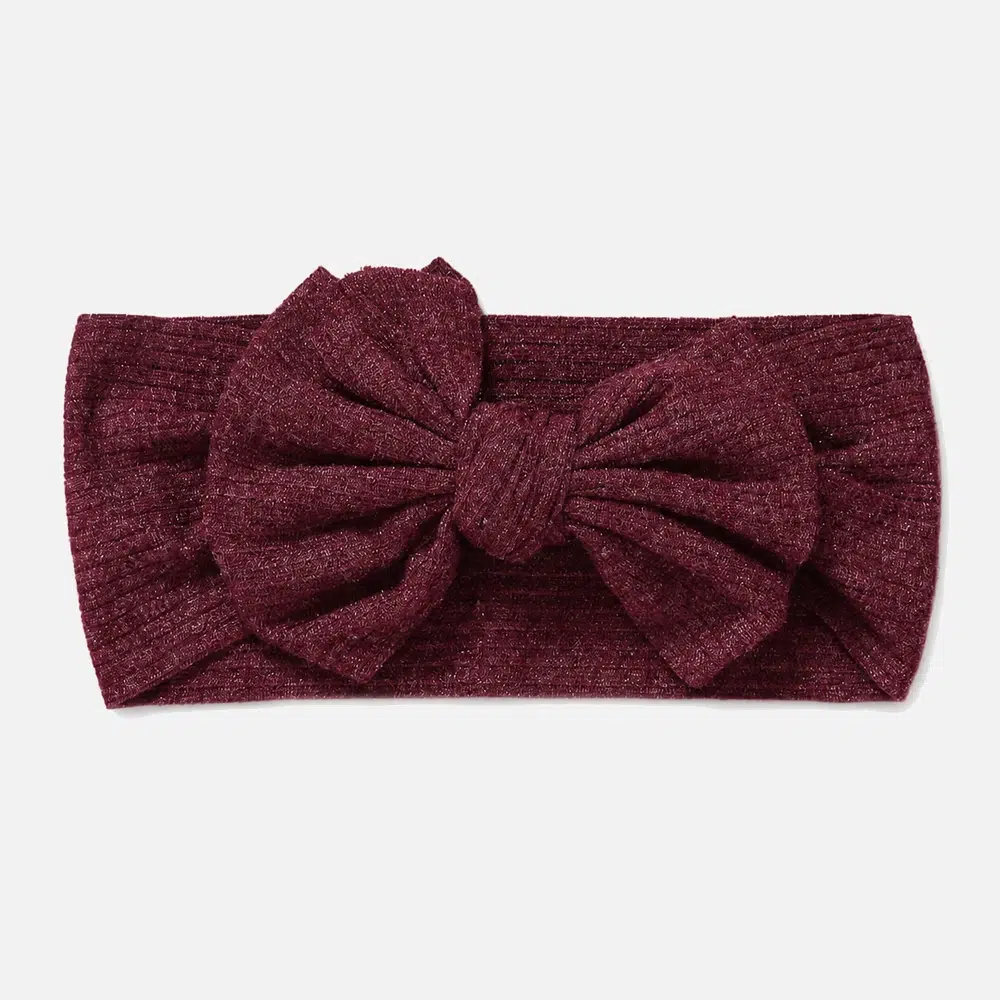 Burgundy headband for baby ribbed Burgunder ribbestrikket hårbånd til baby
