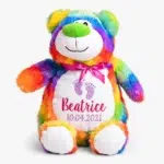 Regnbue-teddybjørn med brodert navn