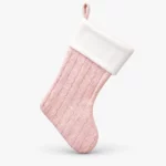 Rosa vevd julestrømpe med navn