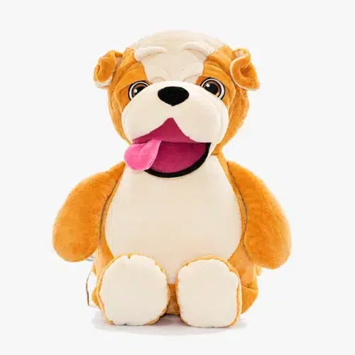 Bulldog med brodert navn