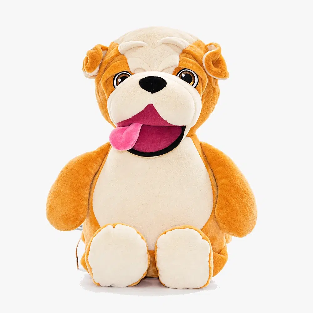 Bulldog med brodert navn