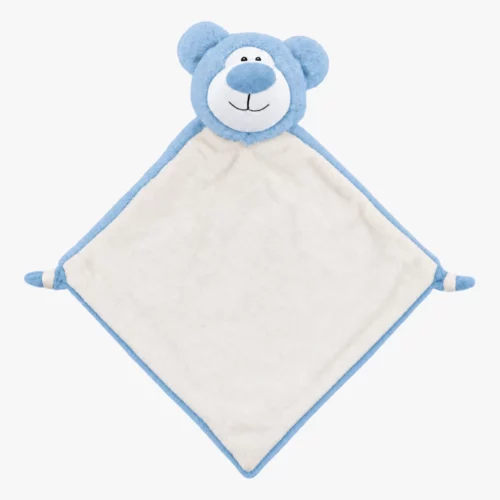 Myk blå bjørnekoseklut til baby