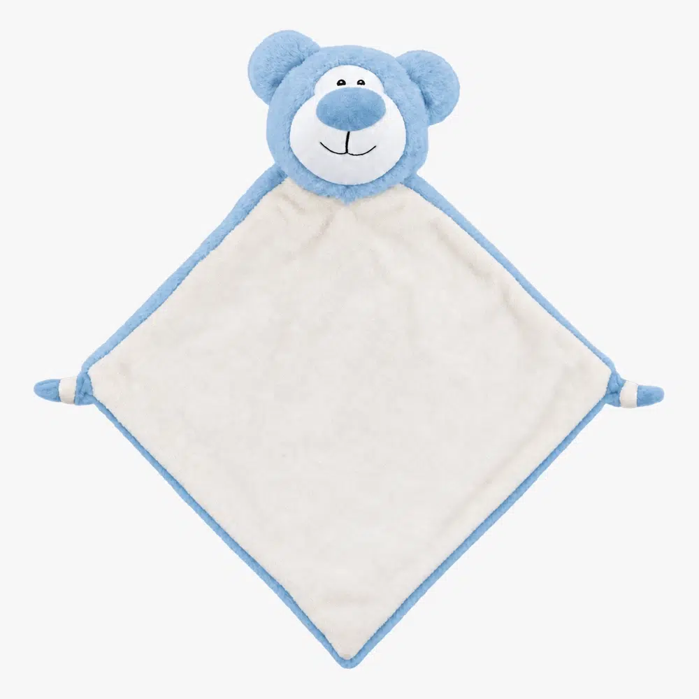 Myk blå bjørnekoseklut til baby
