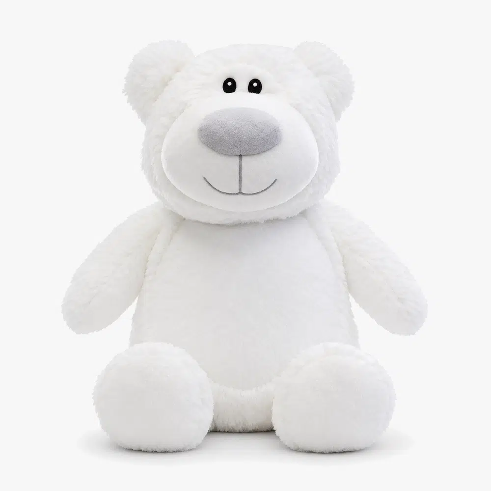 Hvit teddybjørn med navn – Edward